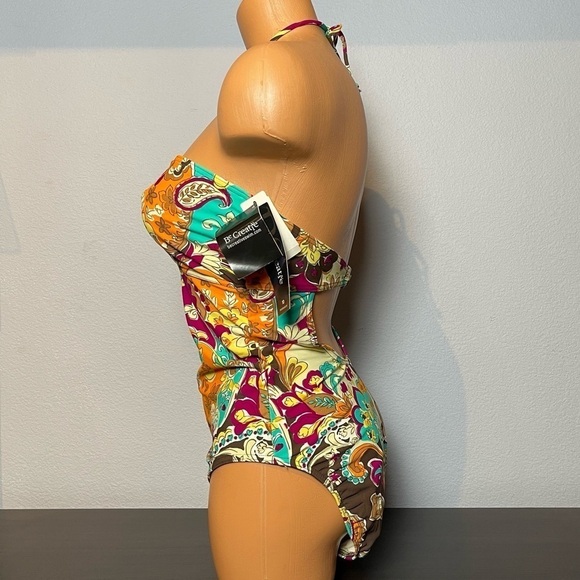 Nwt Be Creative Necklace Bandeau Halter One Piece Vintage Swimsuit (SW20) - Picture 6 of 8